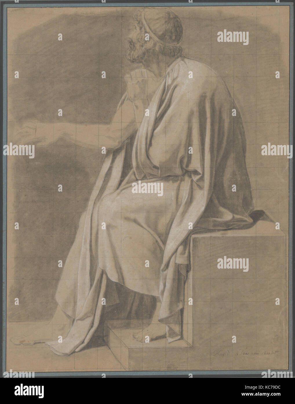 La figura Studio per "La morte di Socrate', Jacques Louis David, ca. 1786-87 Foto Stock
