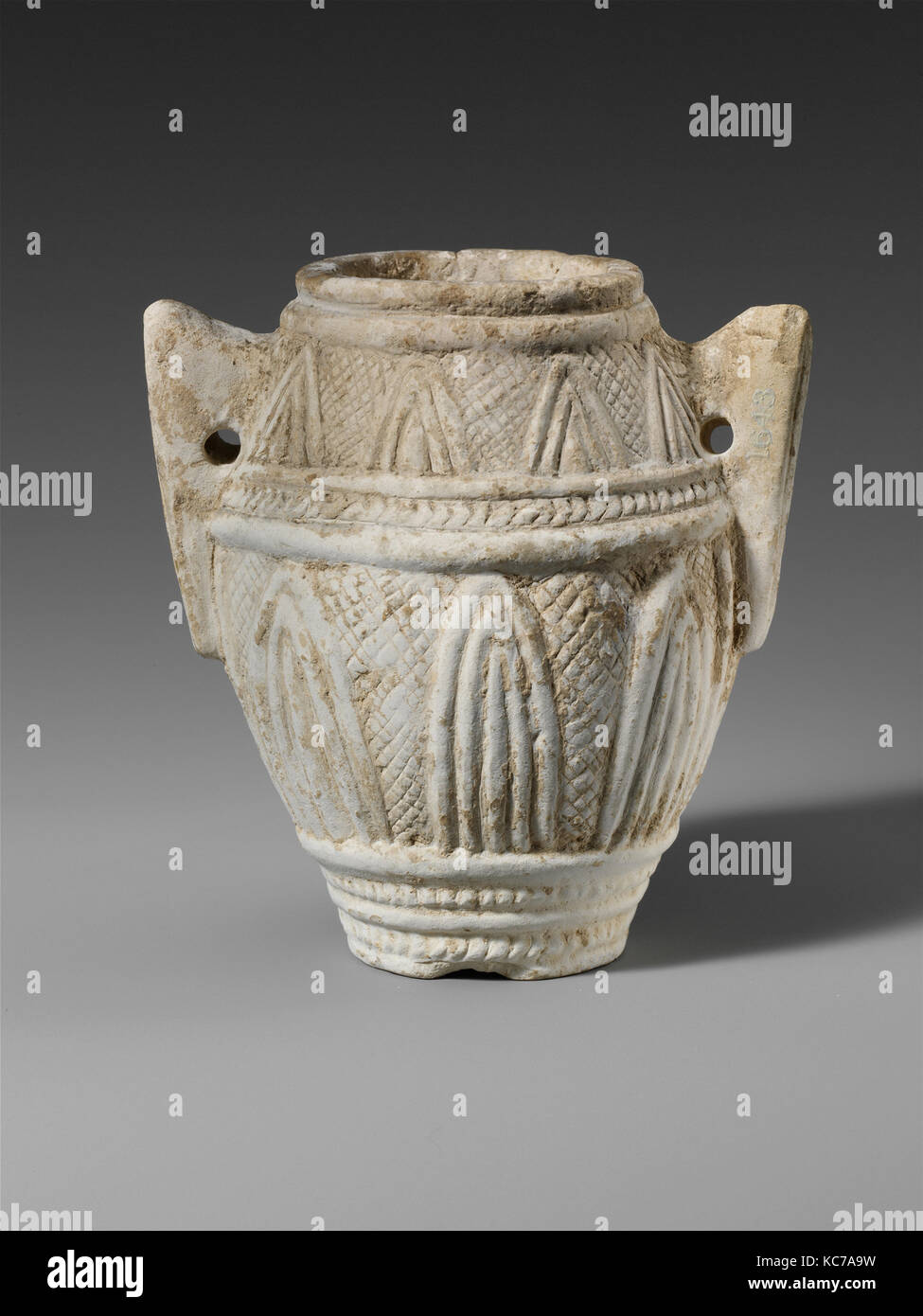 Miniatura anfora di calcare (JAR), ca. 1200-1100 A.C. Foto Stock