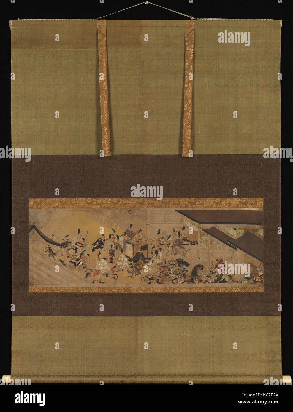 Scena da "Rokuhara Visita imperiale' capitolo di "il racconto di Heiji', "六波羅行幸" 平治物語絵巻 断簡, scena dalla Visita imperiale Foto Stock