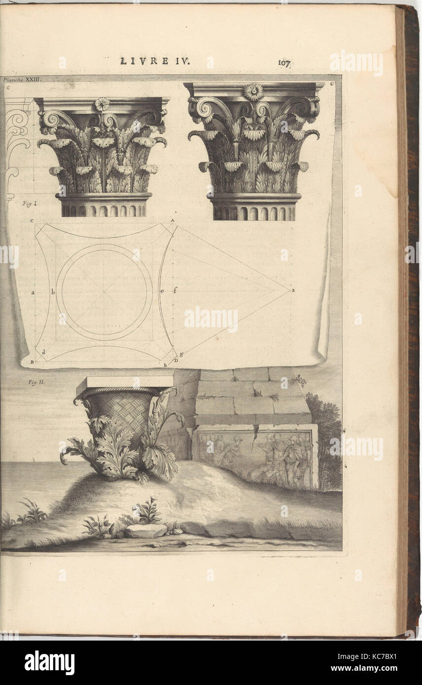 Les dix livres d'Architecture de Vitruve, corrigez et traduits nouvellement en François, avec notes & de figure, 1684 Foto Stock