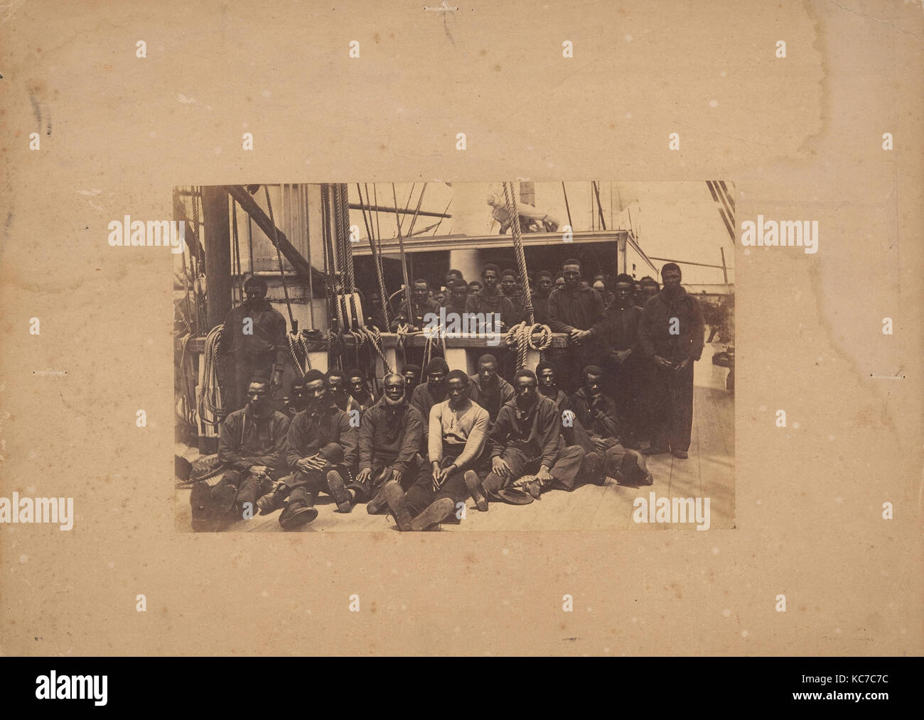 Contrabands a bordo U.S. Nave Vermont, Port Royal, Carolina del Sud, P. Henry Moore, 1861 Foto Stock