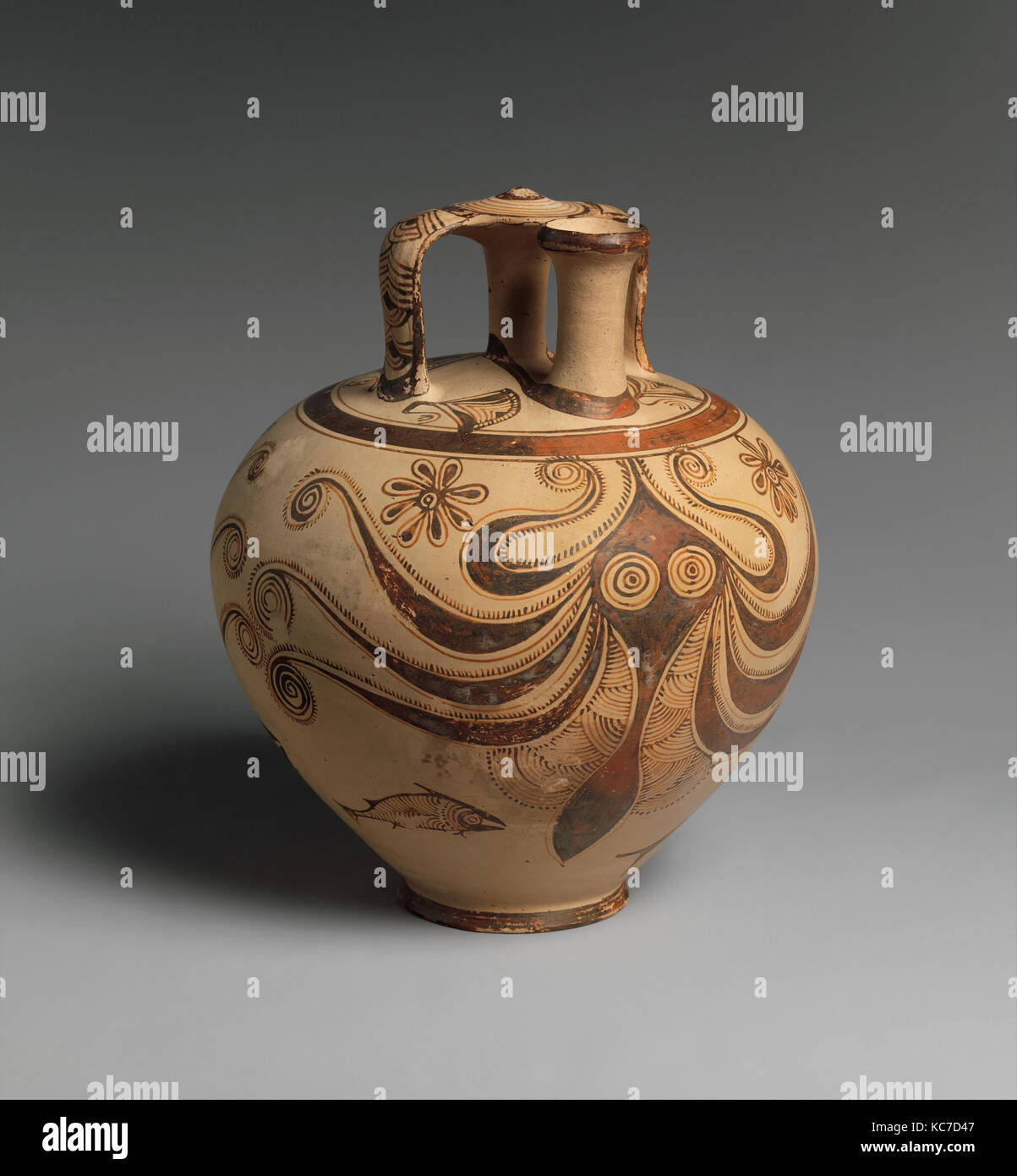 Staffa di terracotta jar con octopus, ca. 1200-1100 A.C. Foto Stock