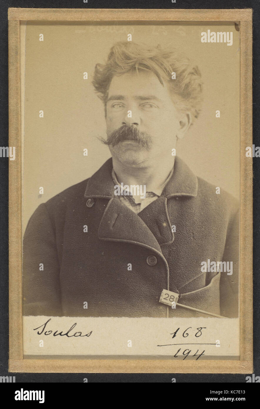 Soulas. Honoré, Jules. 33 ans, né à Chatillon le 10/12/55. Peintre en bâtiment. Anarchiste. 27/5/89., Alphonse Bertillon, 1889 Foto Stock