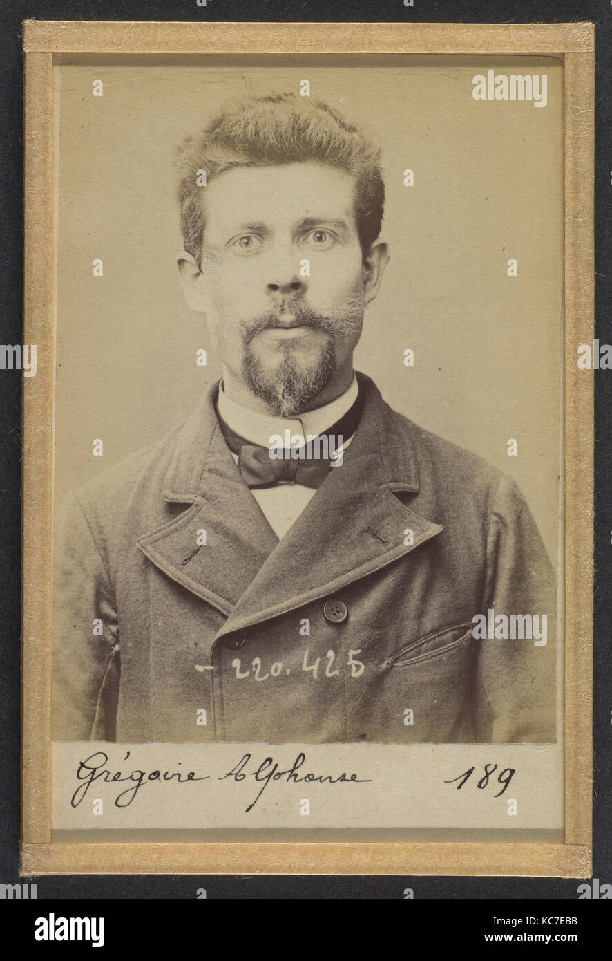 Grégoire. Alphonse. 27 ans, né à La Montagne (Loire-Inférieure). Meccanico. Anarchiste. 2/7/94., Alphonse Bertillon, 1894 Foto Stock