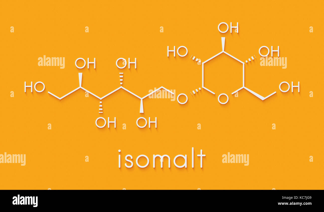 L isomalto sostituto dello zucchero (molecola di uno dei due componenti mostrati). formula scheletrico. Foto Stock