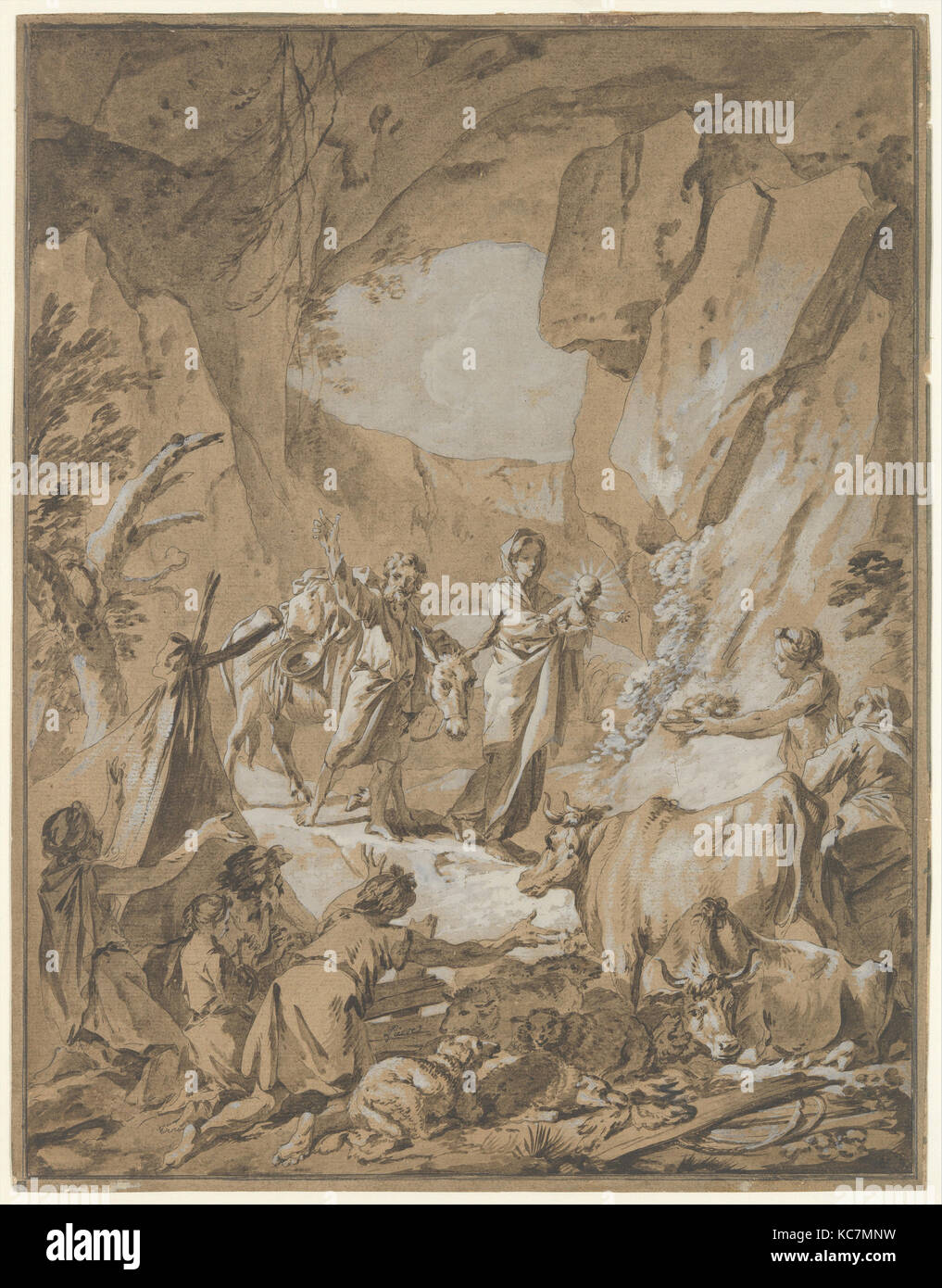 La Fuga in Egitto, Jean-Baptiste Marie Pierre, XVIII secolo Foto Stock