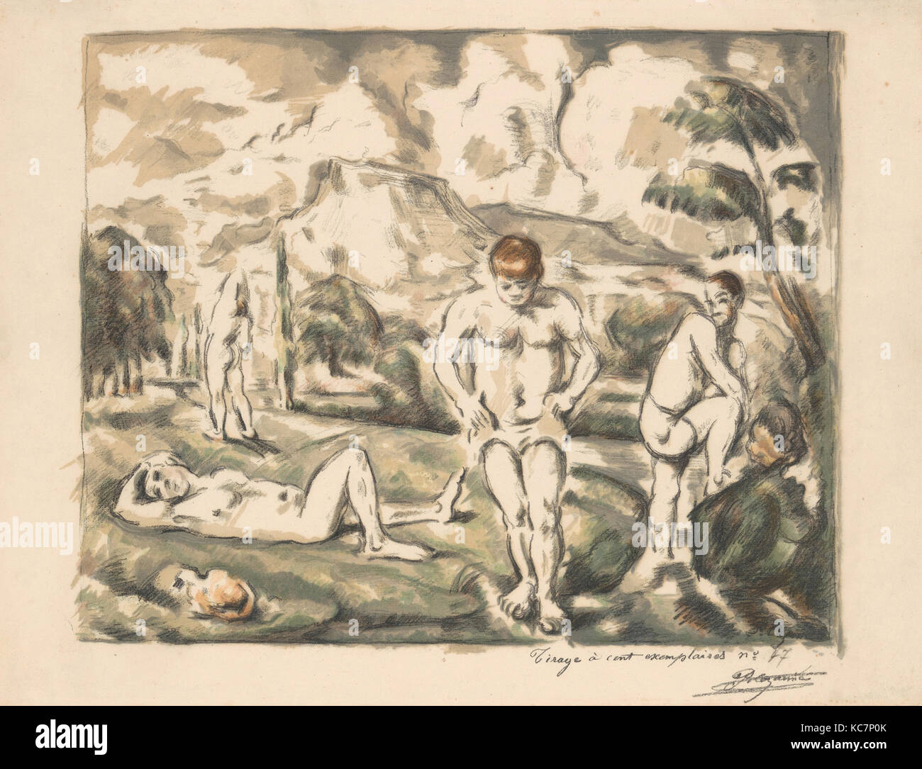 Il grande afflusso di bagnanti (Les Baigneurs), Paul Cézanne, ca. 1898 Foto Stock
