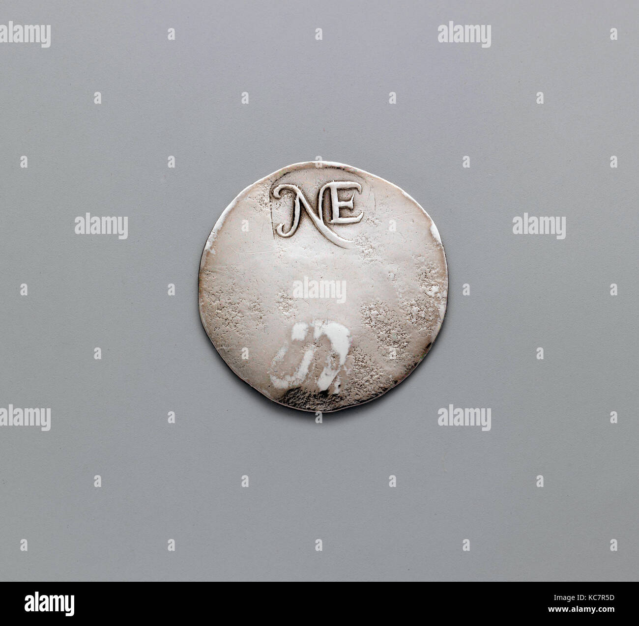 Scellino, 1652, realizzata a Boston, Massachusetts, Stati Uniti, American, argento, 1 1/8 in., 4.52 grammi (2,8 cm, 2 DWT), argento Foto Stock