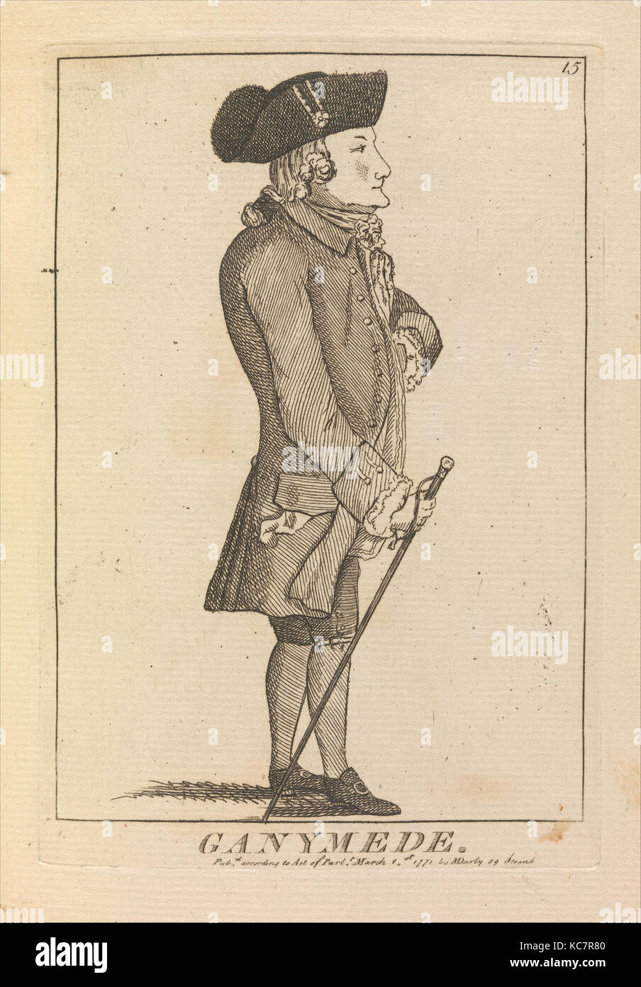 Ganimede, 1 marzo 1771, attacco, Piastra: 6 x 4 3/16 in. (15,3 x 10,7 cm), stampa Foto Stock