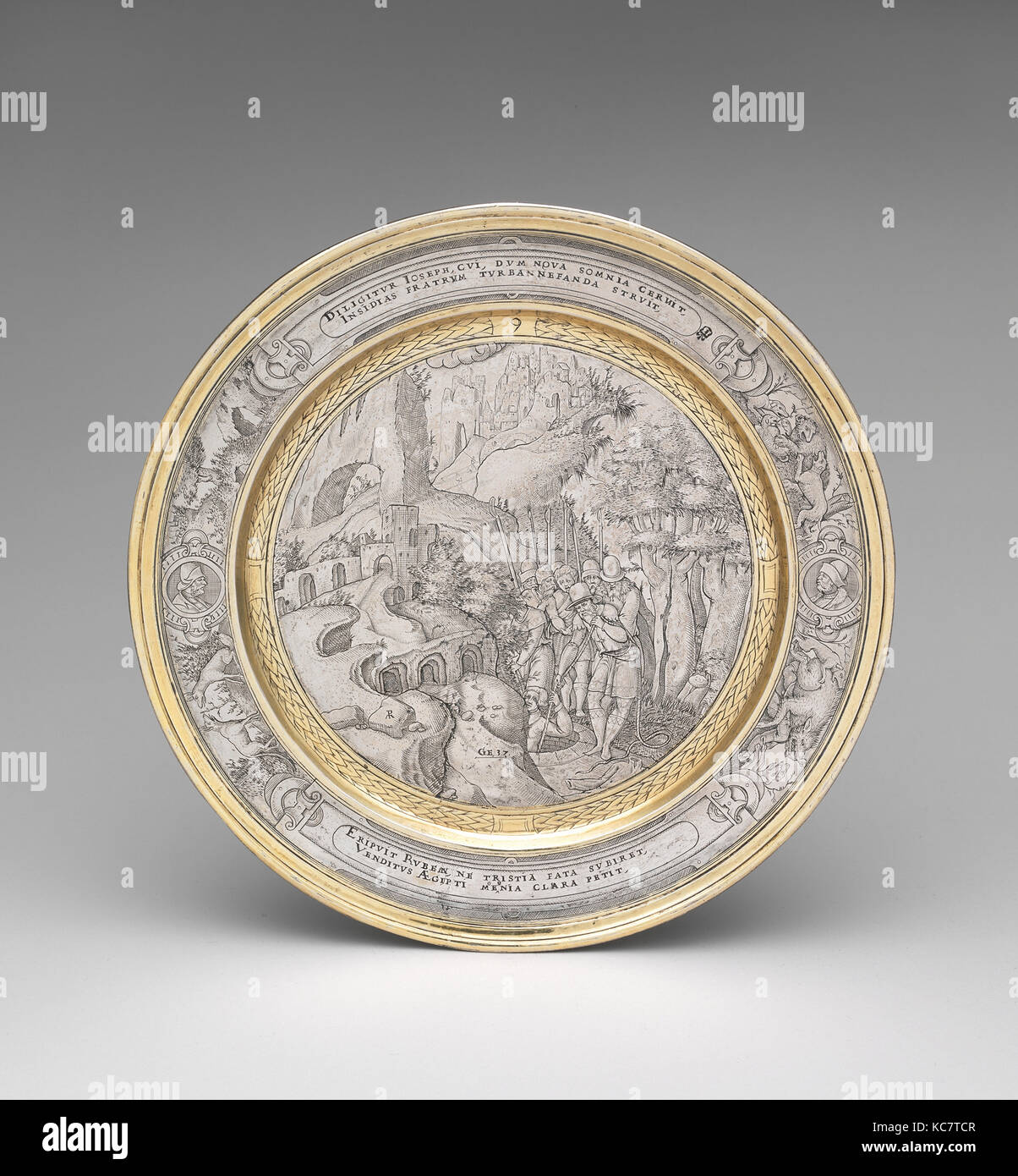 Giuseppe abbassato in fossa, ca. 1567, probabilmente inglesi, argento, pacco dorato, complessiva (conferma): 5/8 x 7 3/4 in., 7 oz. 17 dwt Foto Stock