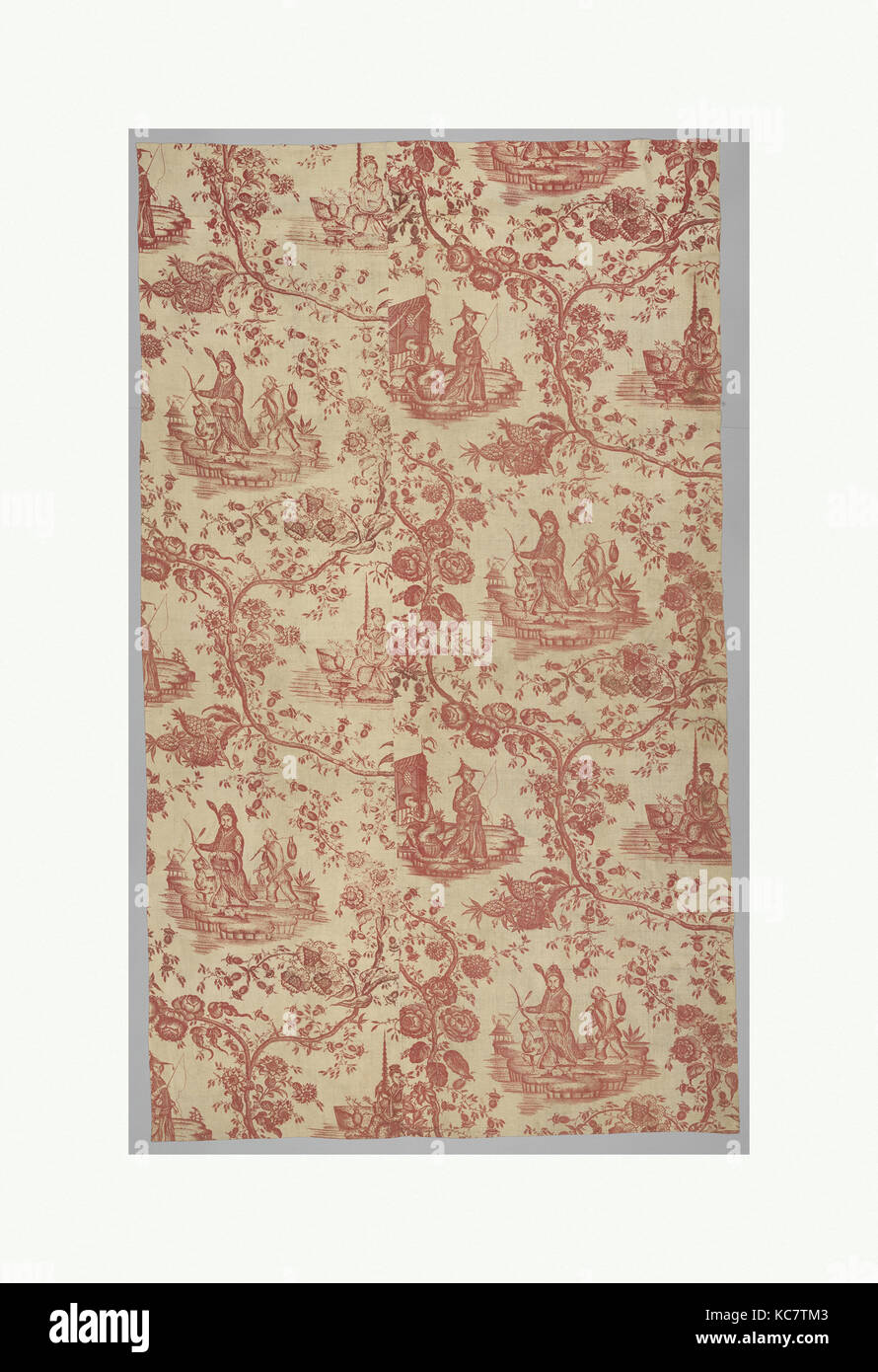Appendere, ca. 1780, British, cotone, 79 × 43. (200.7 × 109,2 cm), Textiles-Printed Foto Stock