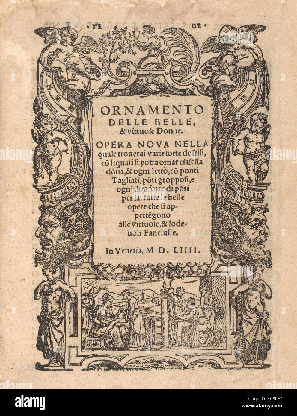 Ornamento delle belle & virtuose donne, titolo pagina (recto), 1554 Foto Stock