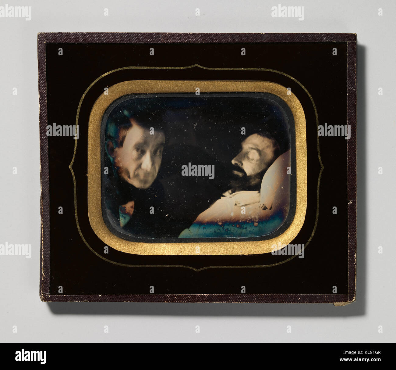 Ritratto di uomo vivente accanto all uomo morto, Louis Dodero, ca. 1850 Foto Stock