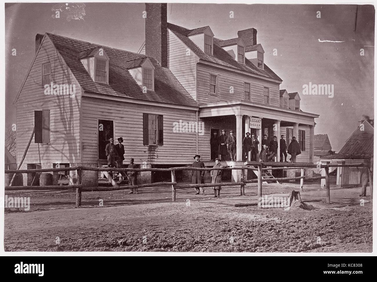 Sede del Cap. E.E. Camp, R.Q.M., al punto Città, Virginia, Andrew Joseph Russell, 1861-65 Foto Stock