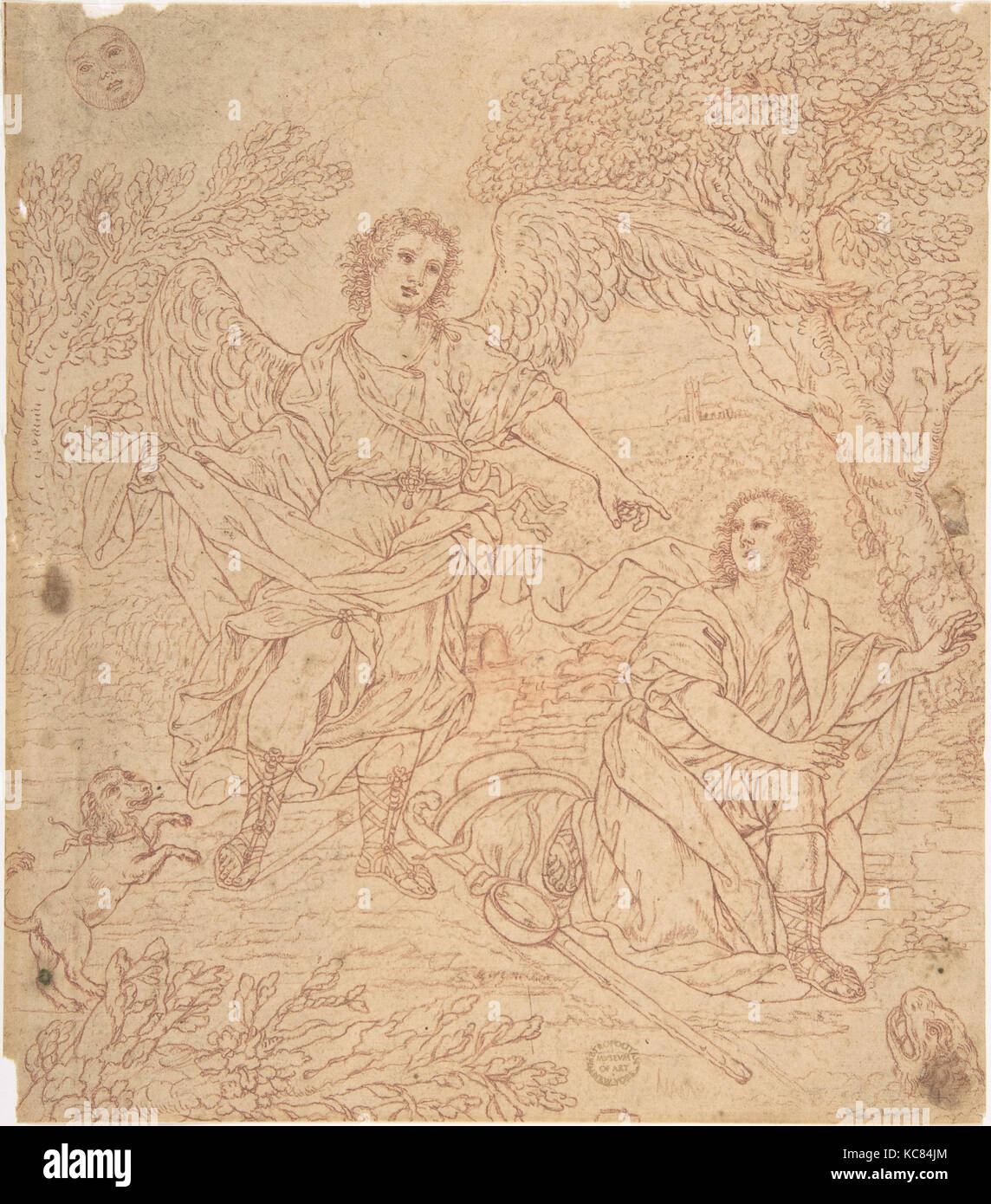 Tobiolo e l'angelo, anonimo, Italiano, Roman-Bolognese, xvii secolo Foto Stock