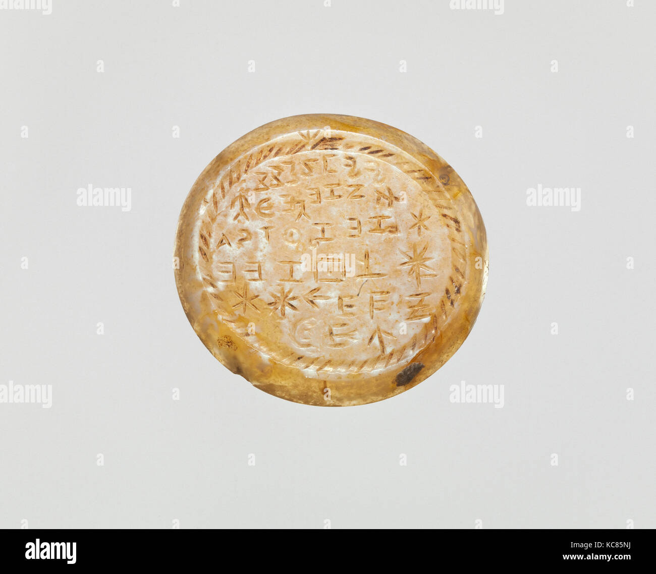 Onyx: ad intaglio incantesimo in lettere greche, ca. 2nd-III secolo A.d Foto Stock