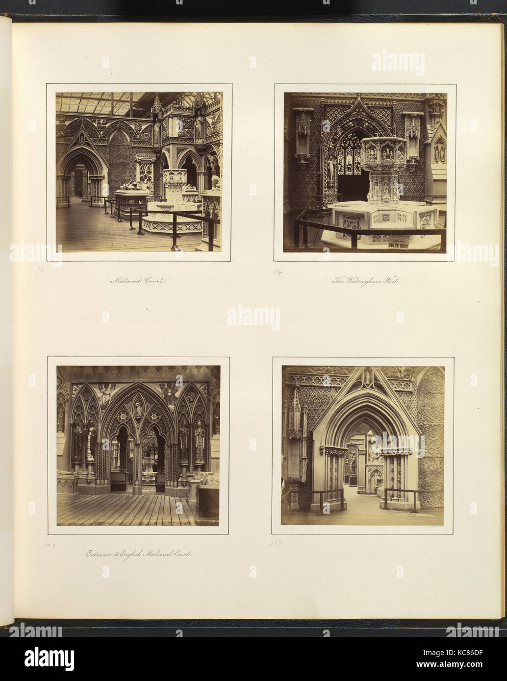 Corte medievale; la Walsingham Font; Ingresso inglese corte medievale, attribuita a Philip Henry Delamotte, ca. 1859 Foto Stock