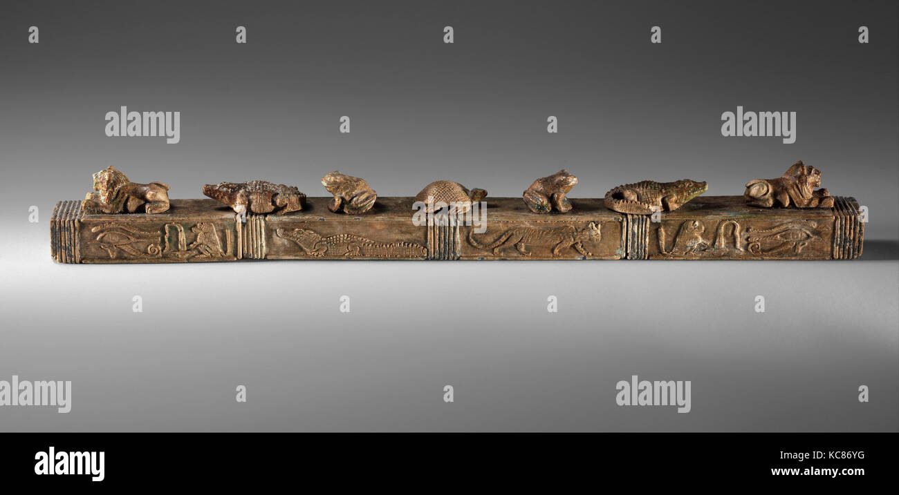 Asta apotropaico, Regno di Mezzo, Dynasty 12, ca. 1878-1640 A.C., dall'Egitto, smaltate in steatite, L. 27,5 cm (10 7/8 in.); W. 2.3 cm Foto Stock
