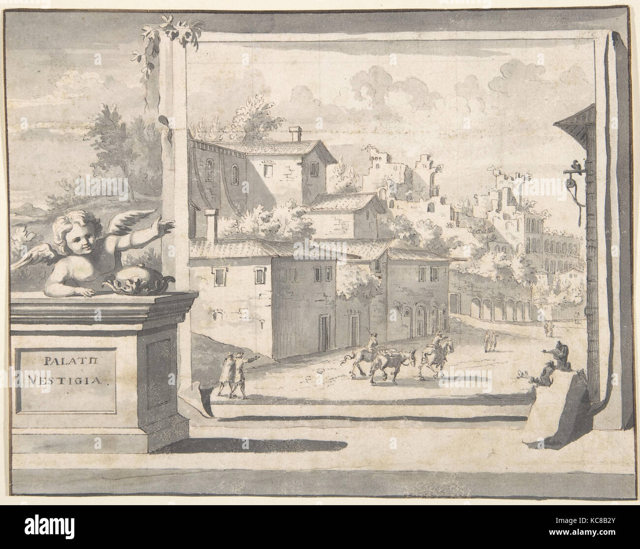 Vista delle rovine del Palatino, Jan Goeree, prima del 1704 Foto Stock