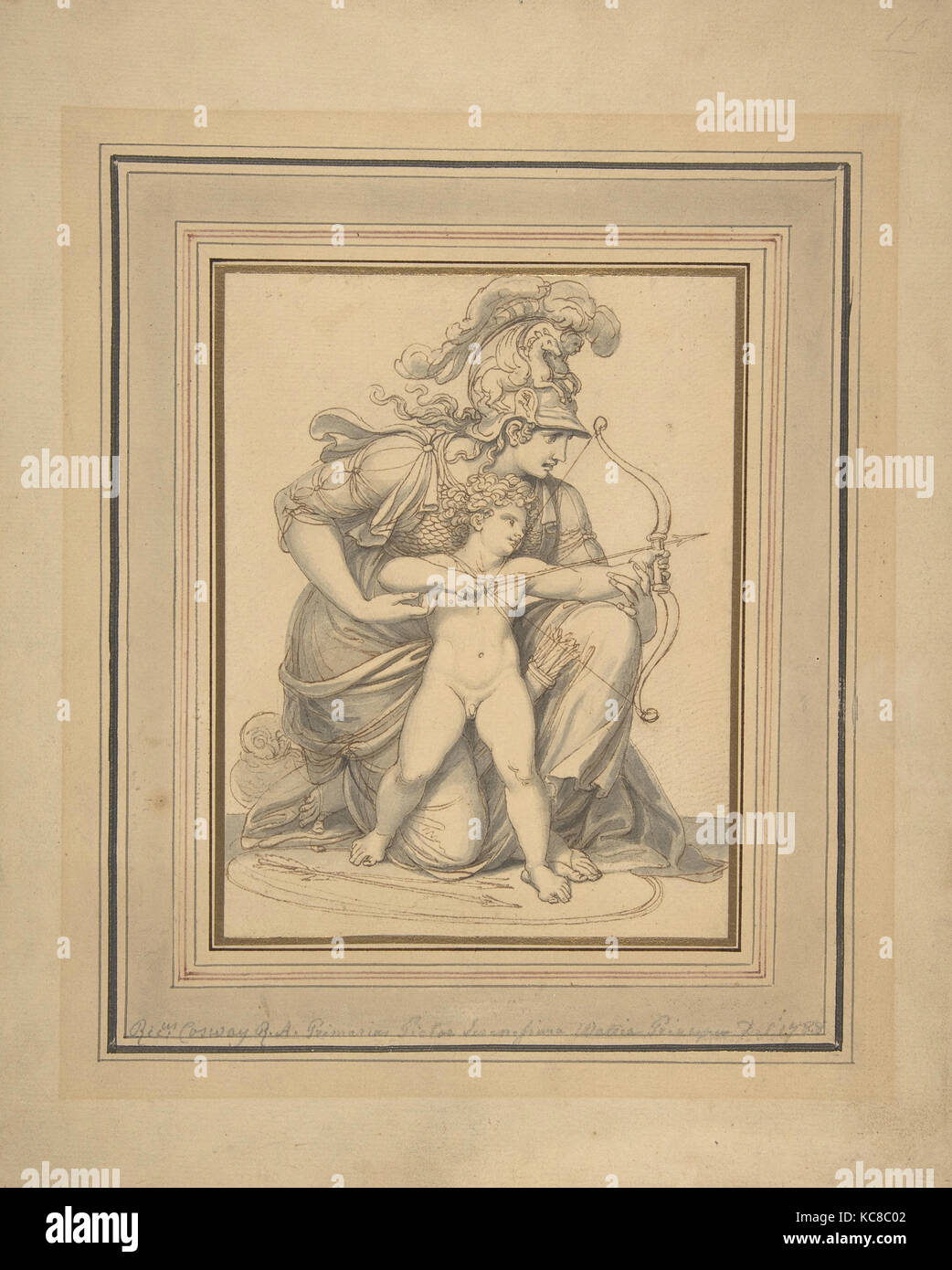 Cupido e Minerva, 1788, a penna e inchiostro bruno, spazzola e grey wash su grafite, complessivo: 6 15/16 x 5 5/16 in. (17,6 x 13,5 cm Foto Stock