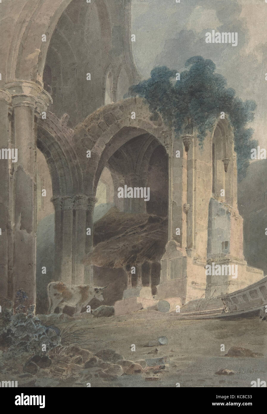 Rievaulx Abbey, nello Yorkshire, 1803, acquerello e grafite con graffi, foglio: 11 15/16 x 8 1/4 in. (30,3 x 21 cm Foto Stock