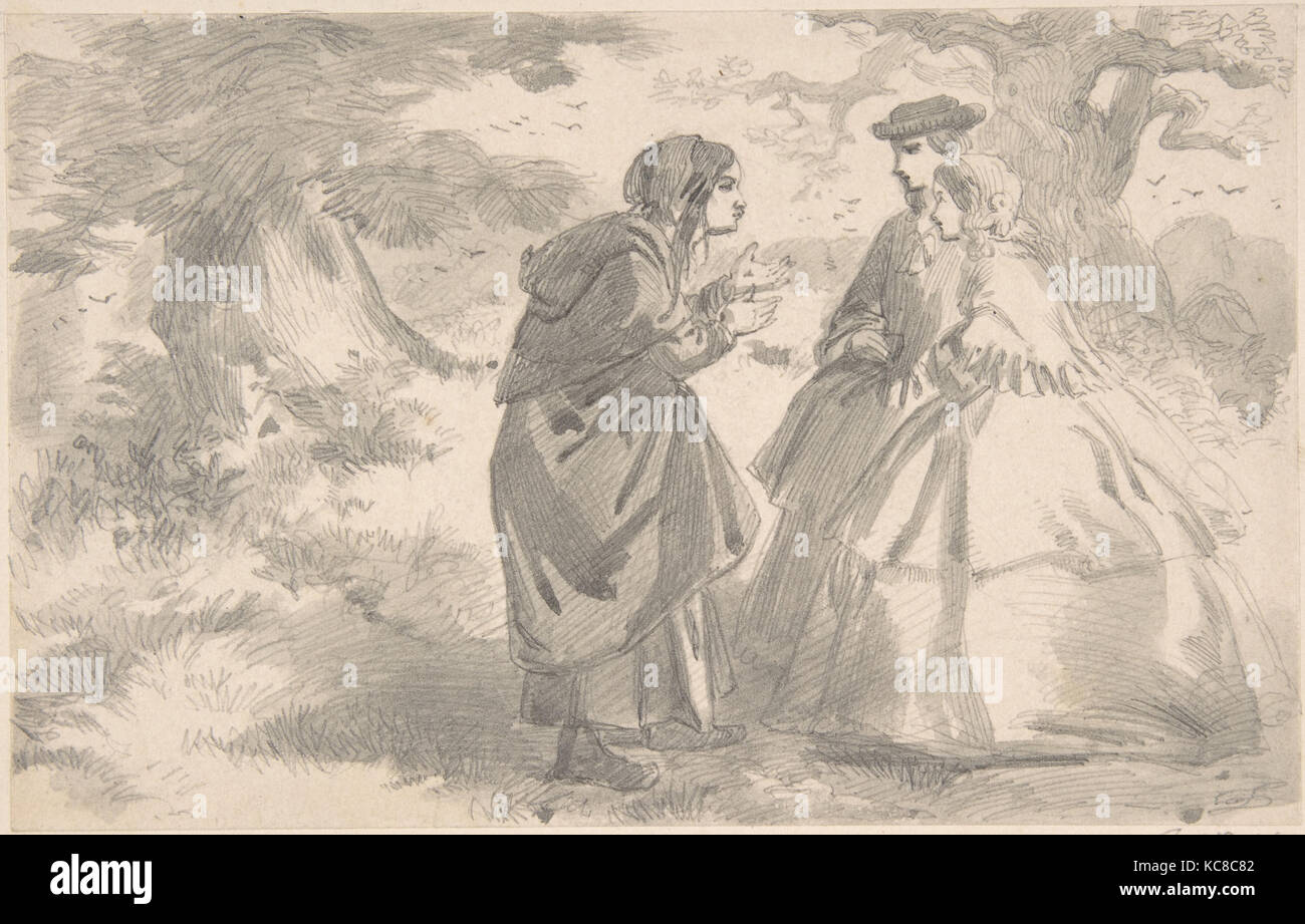 Nel parco, ca. 1859, grafite, foglio: 4 3/8 x 7 in. (11,1 x 17,8 cm), disegni, Thomas Dalziel (British, Wooler Foto Stock