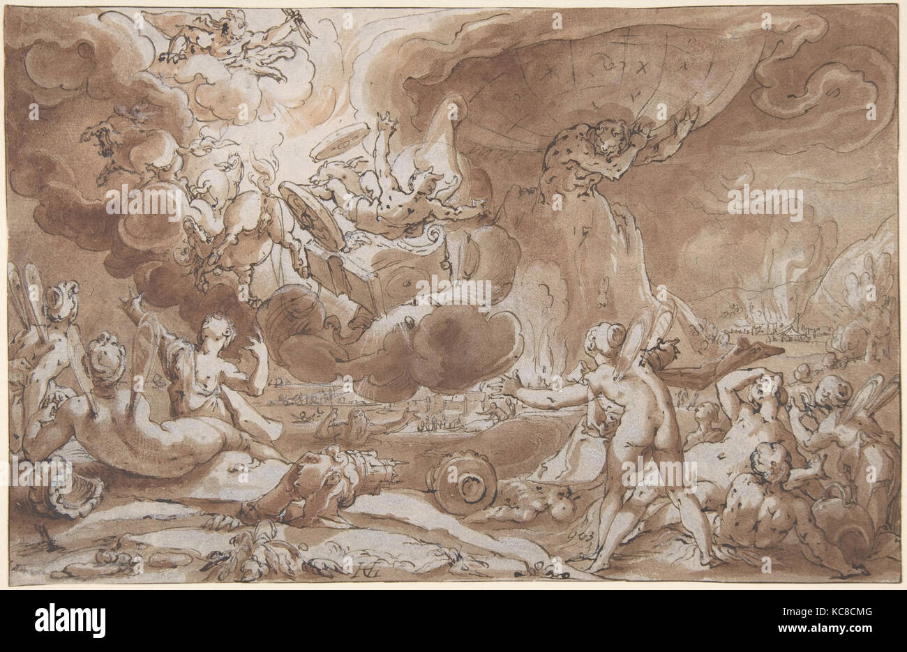 La caduta di Fetonte, Hendrick Goltzius, fine XVI-inizio XVII secolo Foto Stock