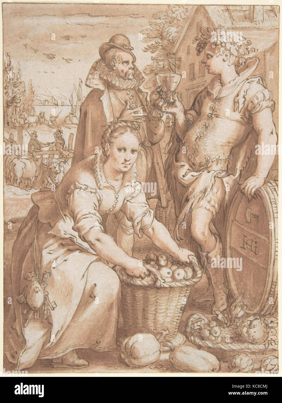 Autunno; studio per una incisione, Hendrick Goltzius, n.d Foto Stock
