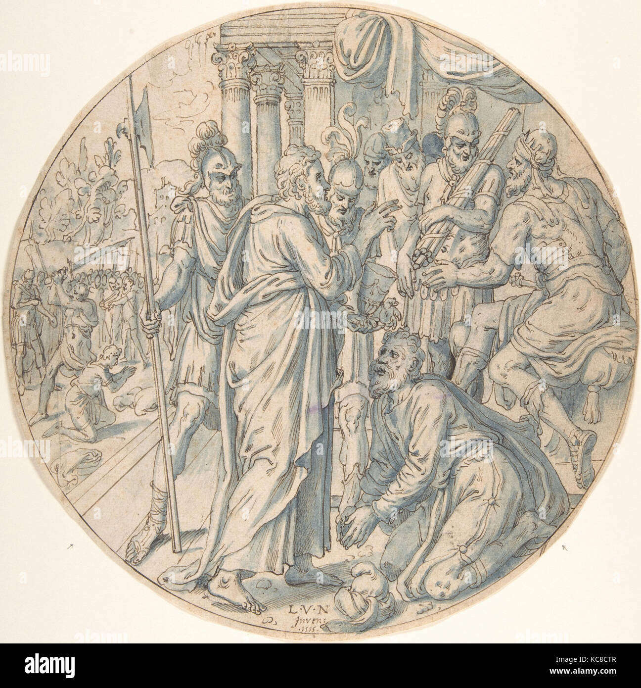 San Giorgio e lo stregone di Daci, Lambert van Noort, 1555 Foto Stock