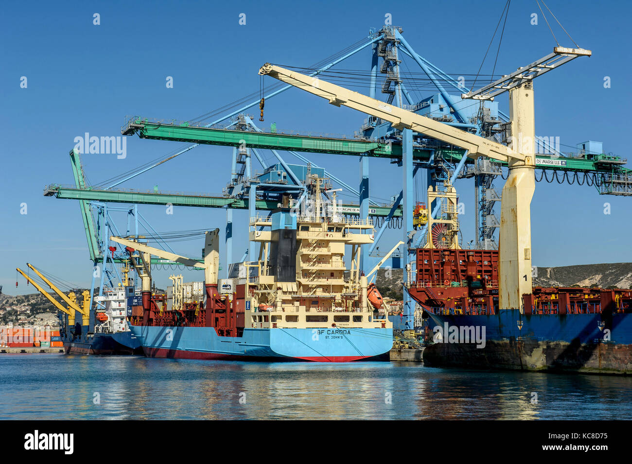 Marsiglia (sud-est della Francia). 2015/03/06. Terminale per container di Marsiglia Fos Port (GPMM francese). CMA-CGM la nave 'BF CA Roda' Foto Stock