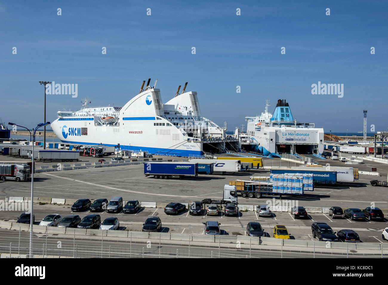 Marsiglia (sud-est della Francia). 2014/03/11. Marsiglia Fos porta (Francese) GPMM, imbarco area della mietitrebbia (navi passeggeri - cargo) Foto Stock