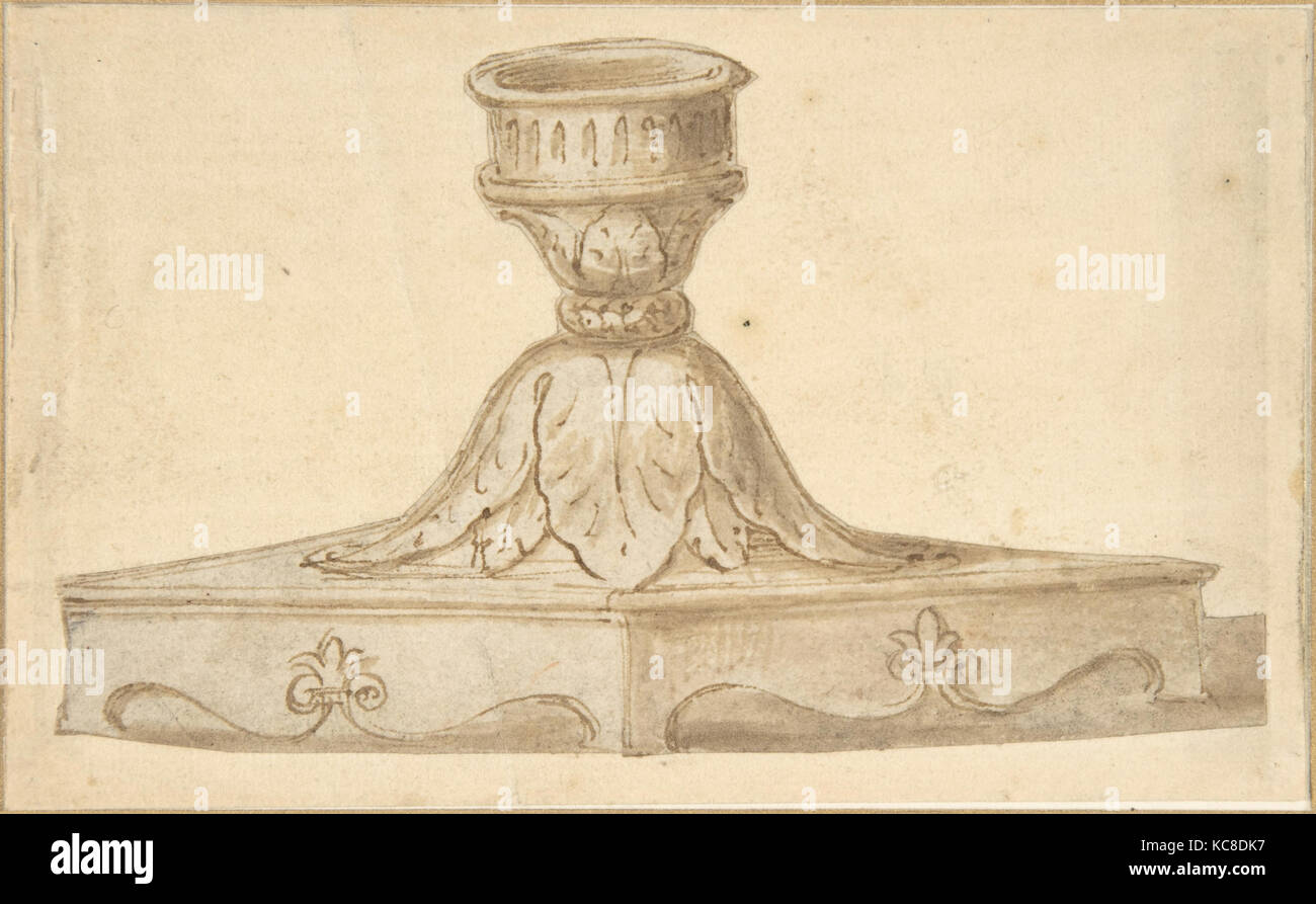 Design per una base decorata di un candelabro titolare, ? Realizzato da Giulio Romano, inizio del XVI secolo Foto Stock