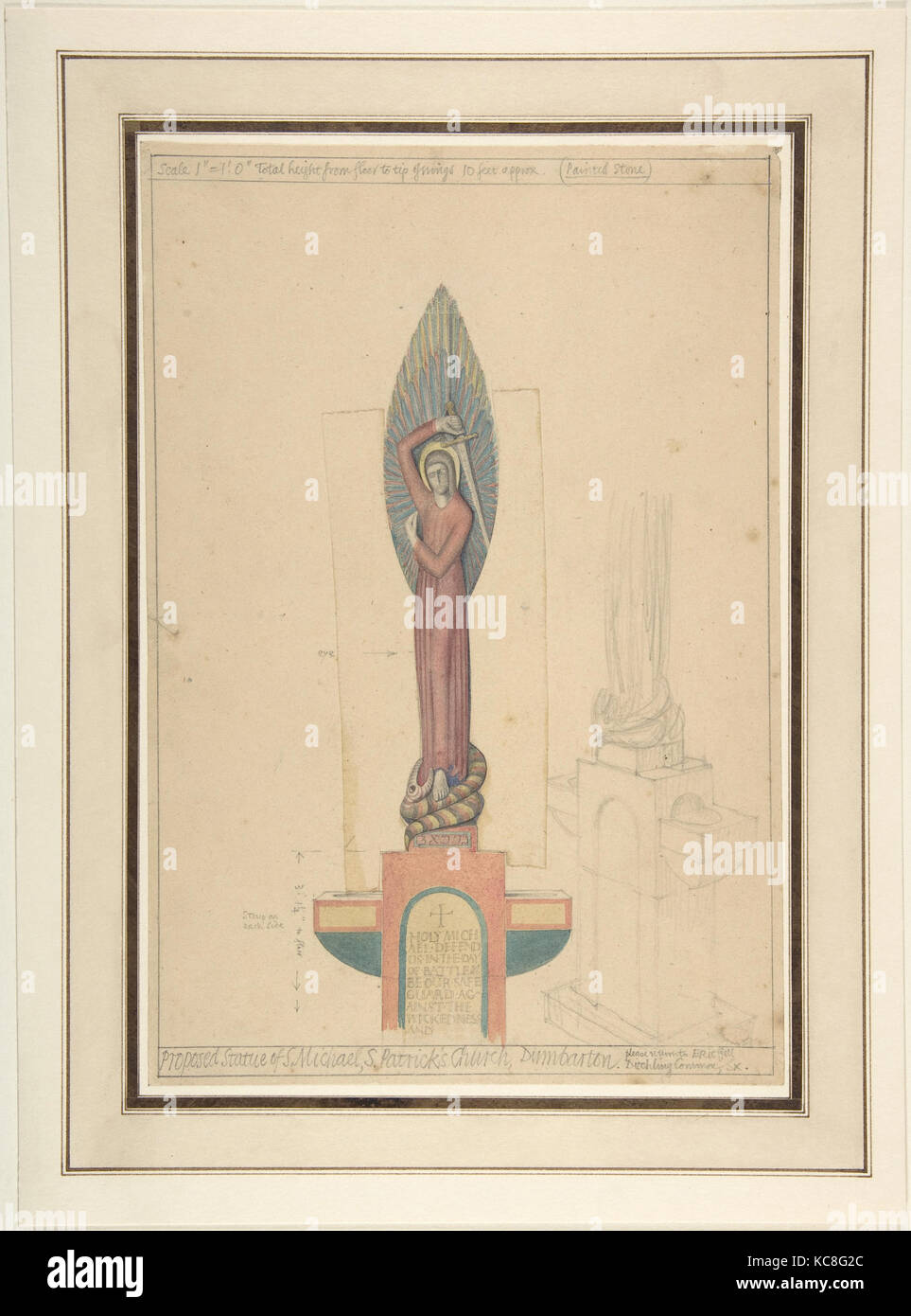 Proposta di statua di San Michele di San Patrizio Chiesa, Dumbarton, Eric Gill, ca. 1917 Foto Stock