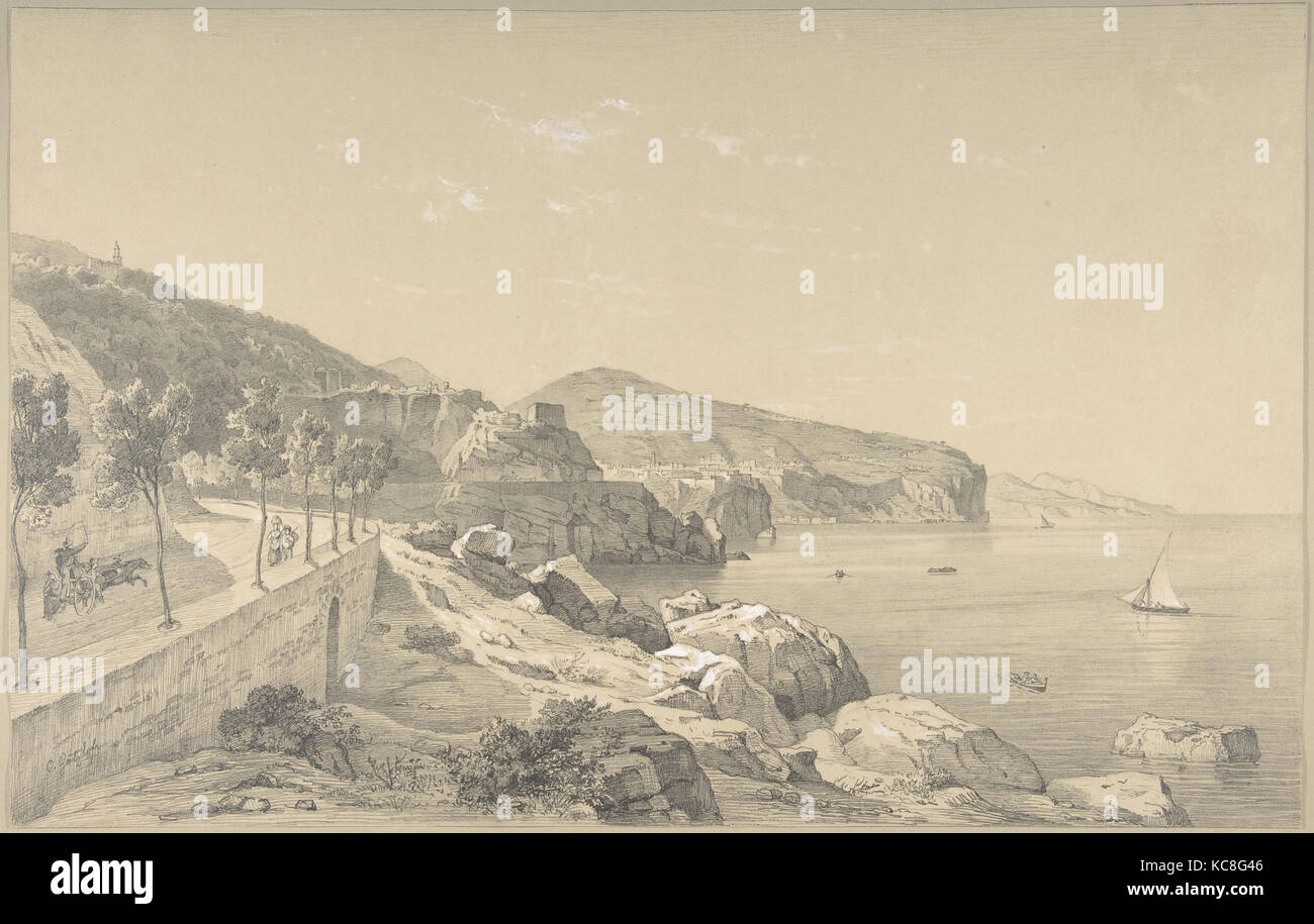 Vista della costa di Sorrento vicino a Vico, Carl Wilhelm Goetzloff, 1800-1866 Foto Stock