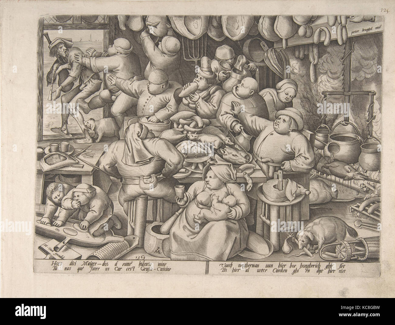 La cucina di grasso, dopo Pieter Bruegel il Vecchio, 1563 Foto Stock