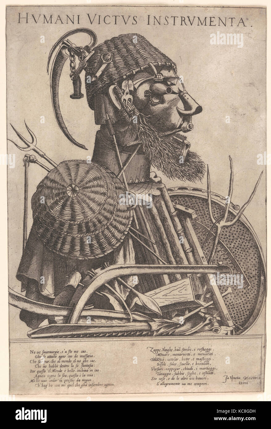 Strumenti di sostentamento umano (Humani Victus instrumenta): agricoltura, nel modo del cerchio di Giuseppe Arcimboldo Foto Stock
