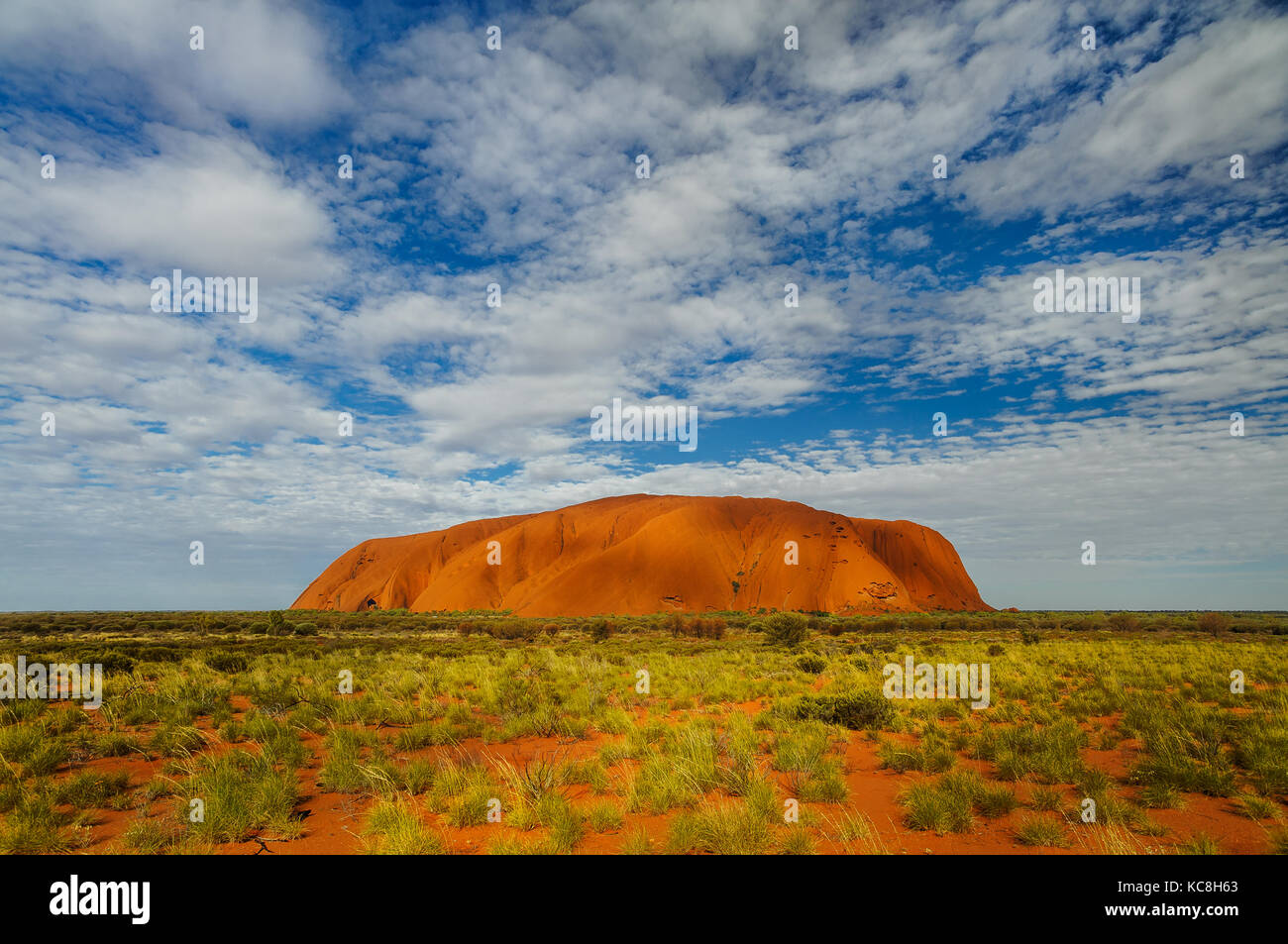 Uluru famoso sotto il cielo bello. Foto Stock