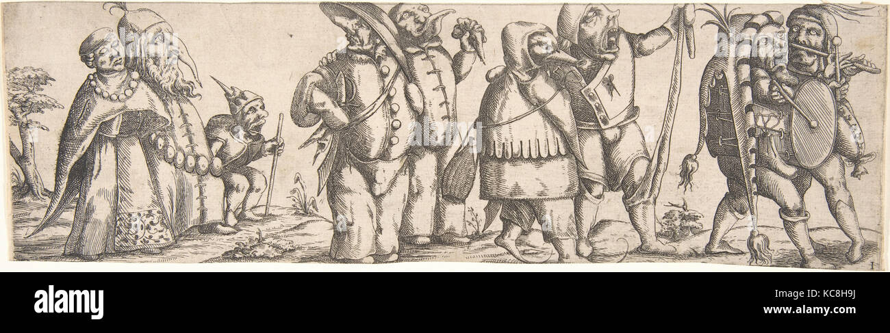 Processione di figure mostruose, Wendel Dietterlin, il giovane, 1615 Foto Stock