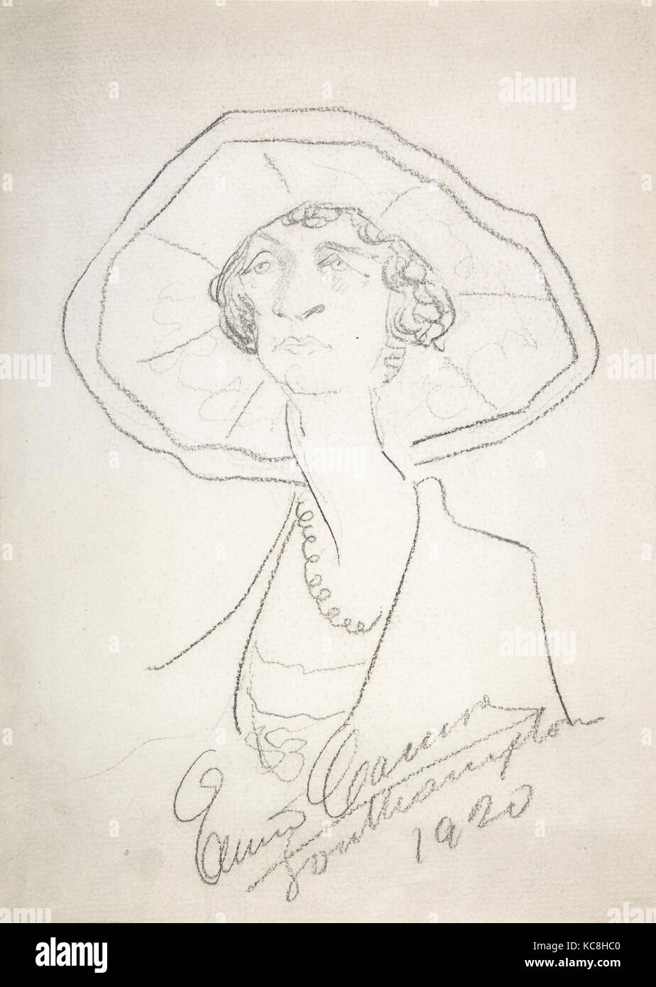 La caricatura di una donna in un grande cappello, Enrico Caruso, 1920 Foto Stock