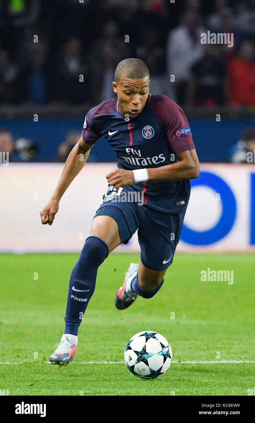 Parc des Princes, Parigi, Francia 27.9.2017, stagione UEFA Champions League 2017/18, gruppo fase giornata 2, Paris Saint-Germain vs FC Bayern Monaco di Baviera (MŸnchen) 3:0 ---- Kylian Mbappe (Parigi) Foto Stock