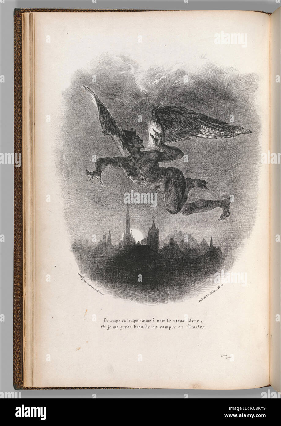 Faust, 1828, litografia; secondo stato complessivo: 16 3/16 x 10 5/8 x 1 5/16 in. (41,1 x 27 x 3,3 cm), libri, Eugène Delacroix Foto Stock