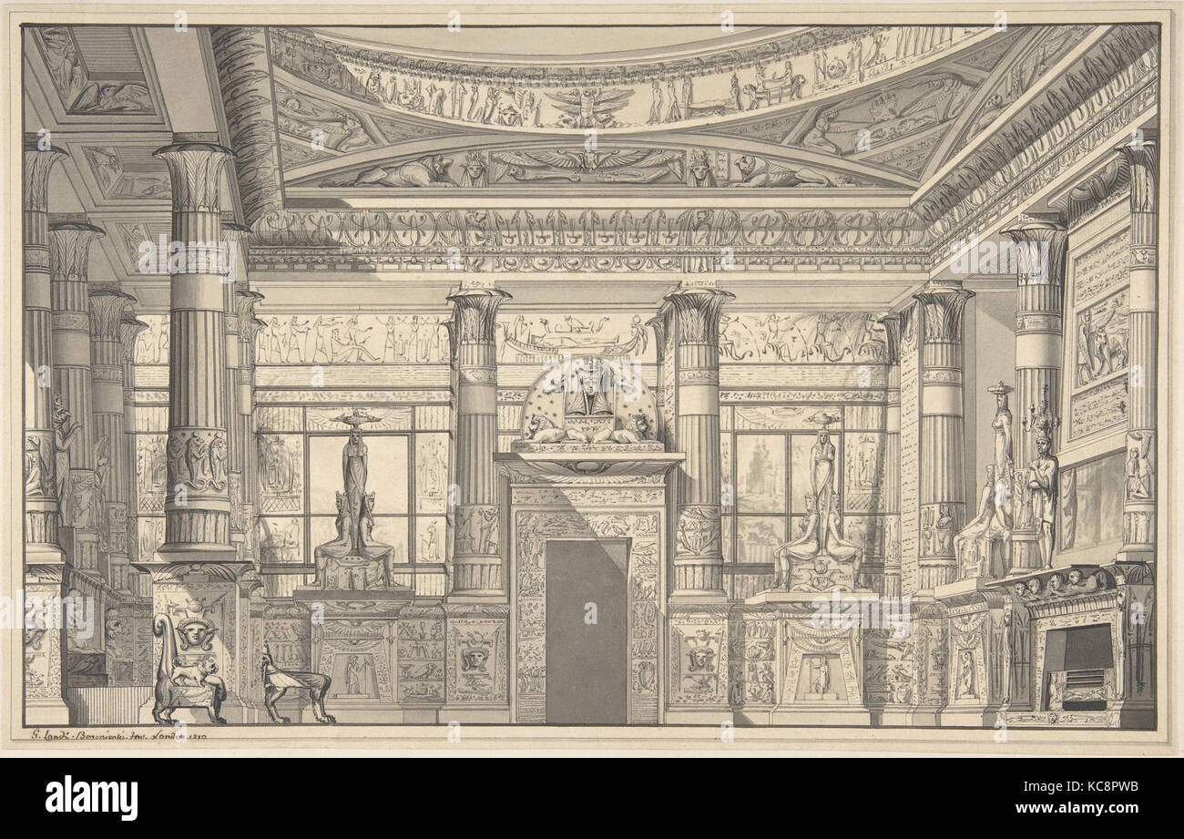 Design per un egiziano interni in stile, Gaetano Landi, 1810 Foto Stock