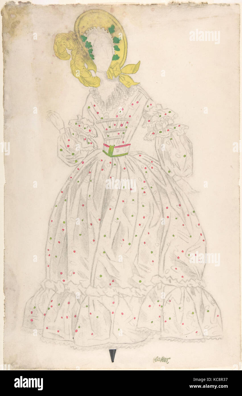Donna che indossa un cofano giallo e l'abito a pois, Léon Bakst, n.d Foto Stock