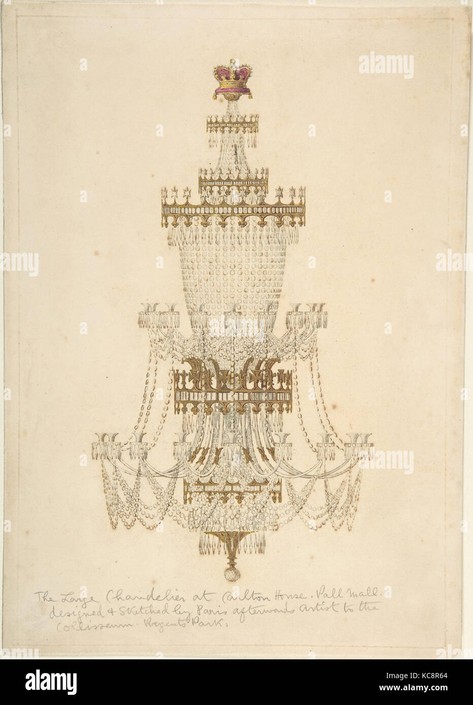 Grande Lampadario a Carlton House, Pall Mall, Edmund Thomas Parris, secolo XIX Foto Stock