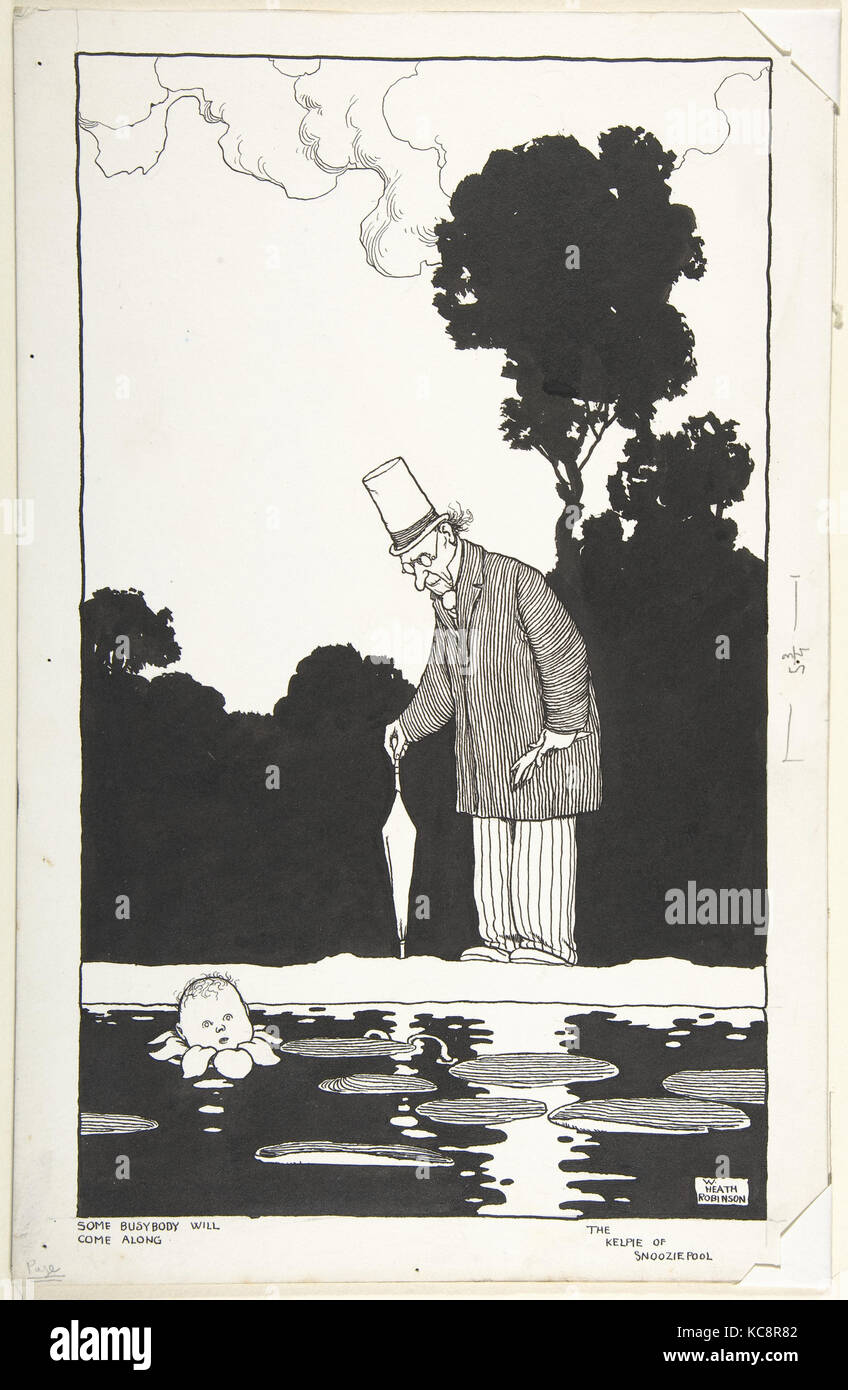 'Some ficcanaso Arriverà': Il kelpie di Snooziepod, Topsy-Turvy Tales, William Heath Robinson, ca. 1923 Foto Stock