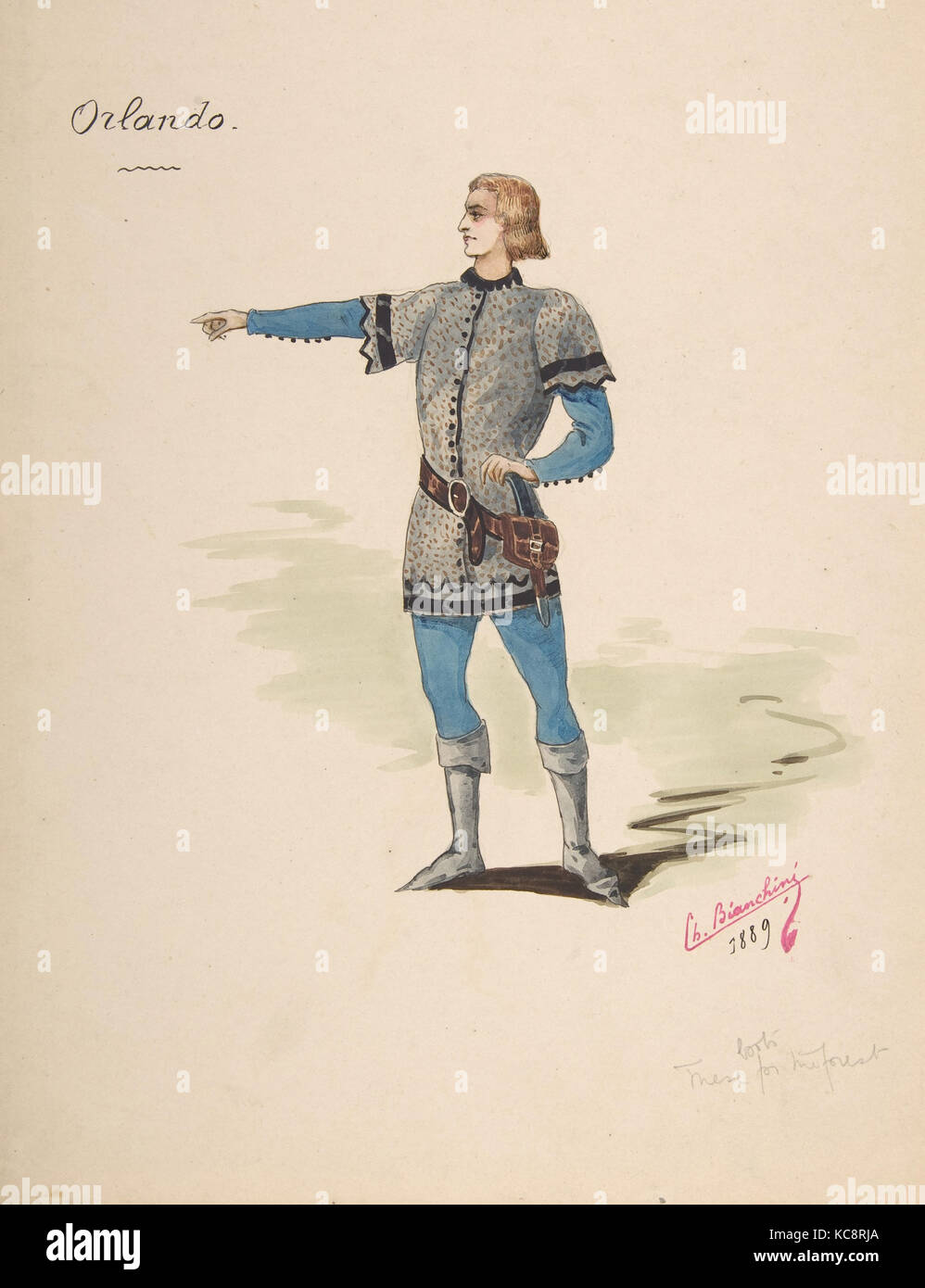 Costume Design per 'Orlando', Charles Bianchini, 1889 Foto Stock