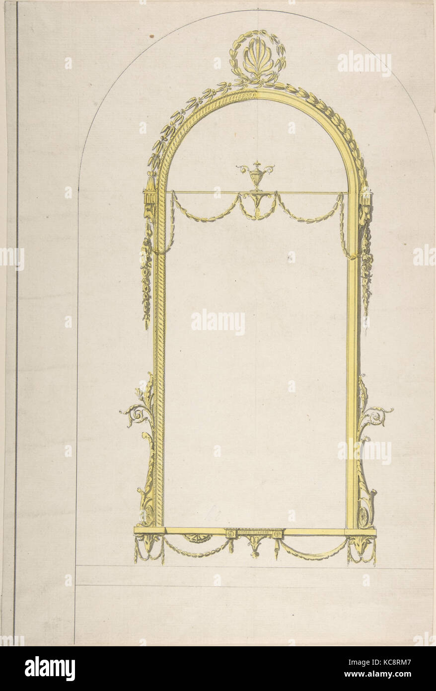 Design per un molo-vetro con testa arcuata e terminazioni a palmette, Sir William Chambers, 1743-96 Foto Stock