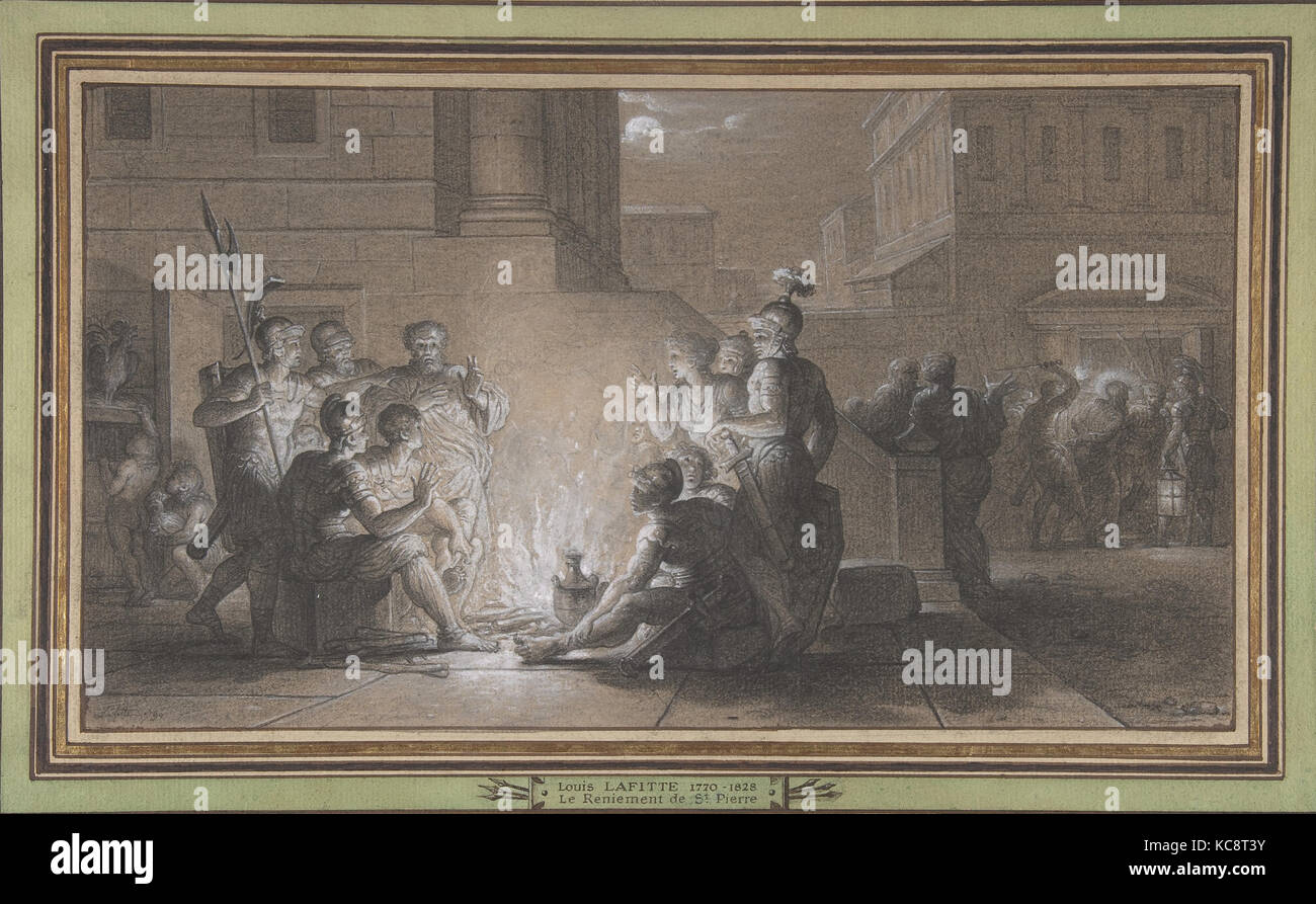 La vulnerabilità ad attacchi di tipo Denial of Saint Peter, 1790, gesso nero, intensificato con bianco su marrone chiaro della carta. Rivestiti., 7 3/16 x 12 7/8 in. (18,2 x 3 Foto Stock