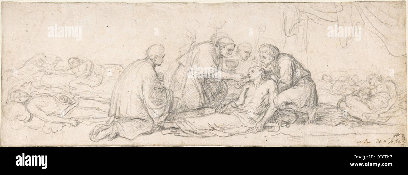 San Carlo Borromeo di dare la comunione ai Plague-Stricken, Charles Le Brun, xvii secolo Foto Stock
