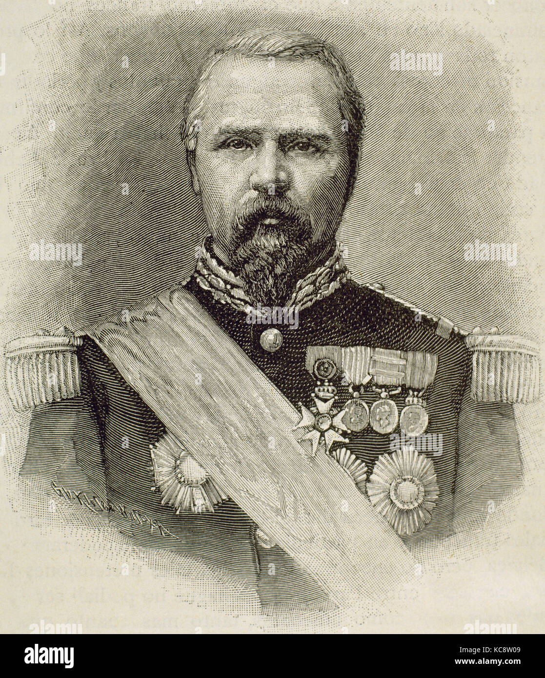 Pierre-Louis Charles De Failly (1810-1892). Generale Francese. Ritratto. Incisione di Klose. Foto Stock